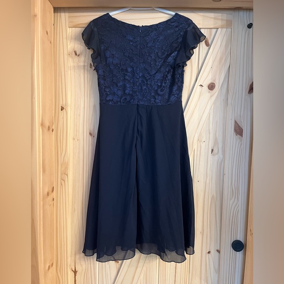 Navy lace chiffon dress - Picture 3 of 7